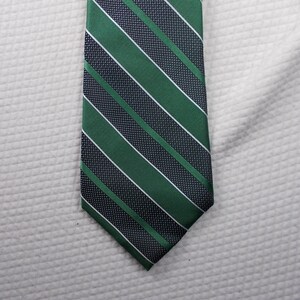 Vintage Crofts & Barrows Silk Tie: Green Blue Diagonal Stripe Necktie