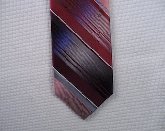 Vintage Van Heusen Tie Silk Burgundy and Pink Diagonal Stripe  Neck wear 58 x 3.25 Vintage Tie Shop T1789