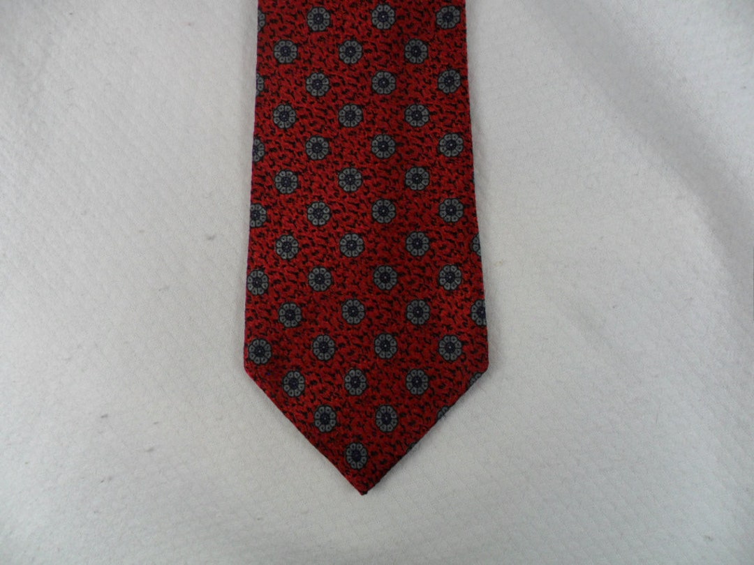 Vintage Ron Chereskin Tie USA Silk Red and Blue Geometric Daisy Pattern ...