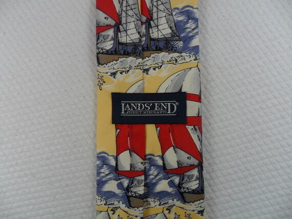 Sailboat tie Vintage Lands End Tie USA  Sewn in U… - image 3