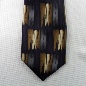 Bellini Tie Hand Made Silk Geometric Abstract Burgundy and Gold Necktie 56 x 3.75 Vintage Tie Shop T539