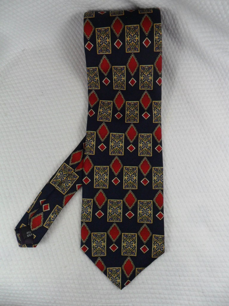 Vintage Tom James Tie USA Pure Silk Geometric Black and Gold - Etsy