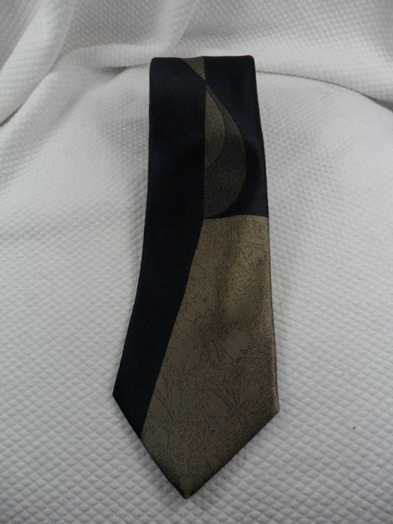 Vintage Bugle Boy Tie USA  Polyester Blue and Sil… - image 4