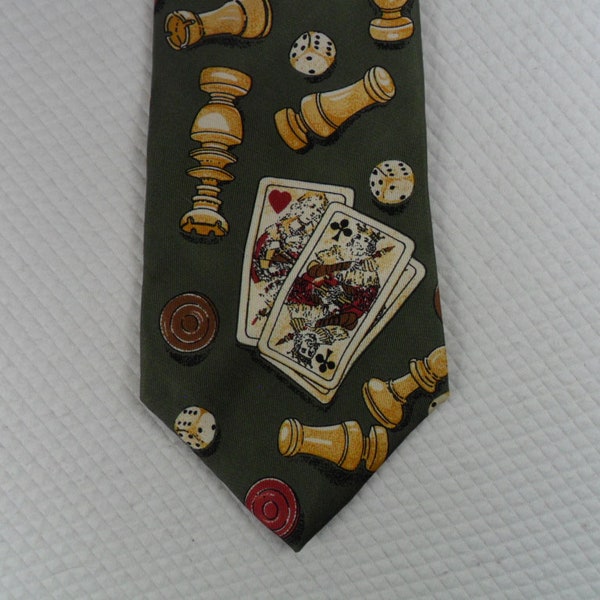 Vintage Card Player Tie - Gambler tie - USA - Italian Silk - Don Loper Beverly Hills - Dice - 56 x 3.75 USA Vintage Tie Shop T1262