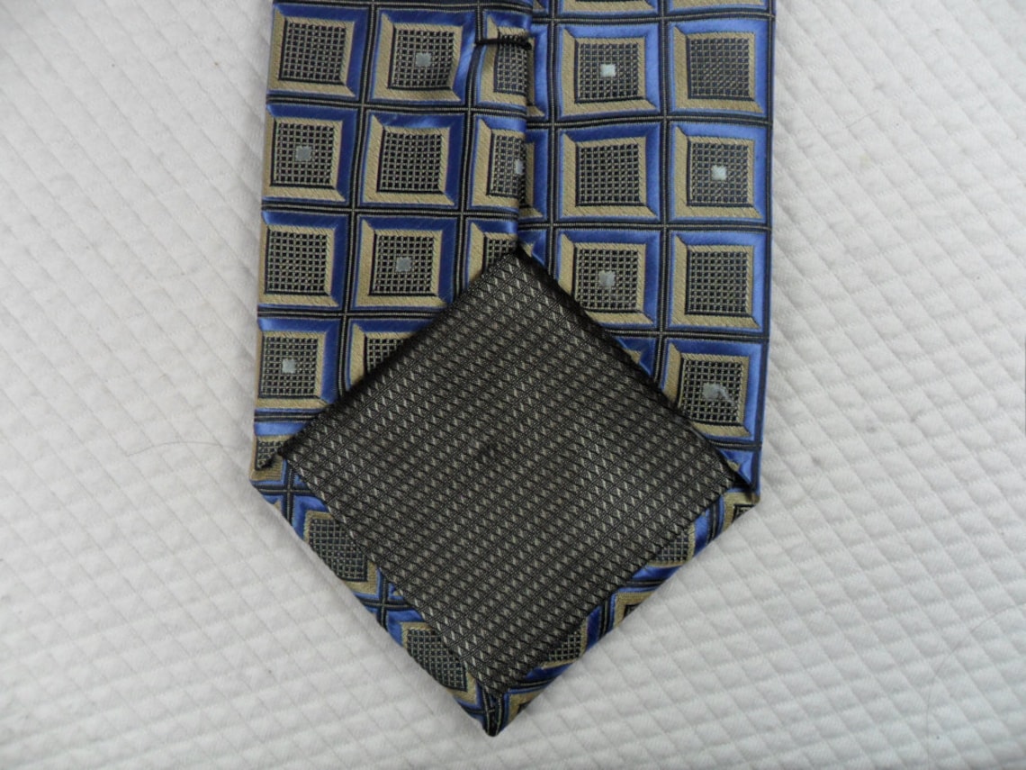 Vintage Ron Chereskin Tie USA Silk Silver and Blue Geometric - Etsy