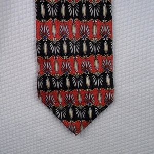 Vintage Paul Fredrick Tie USA  Made Pure Italian Silk Red and Black Geometric Fashion Necktie 58 x 3.75 Vintage Tie Shop T1787