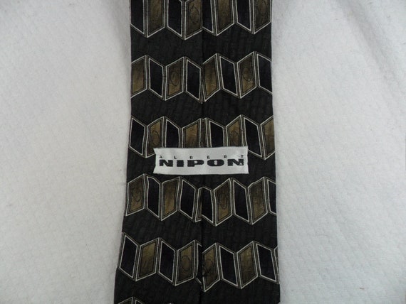 Vintage Albert Nipon Tie USA Pure Silk Gray and B… - image 3