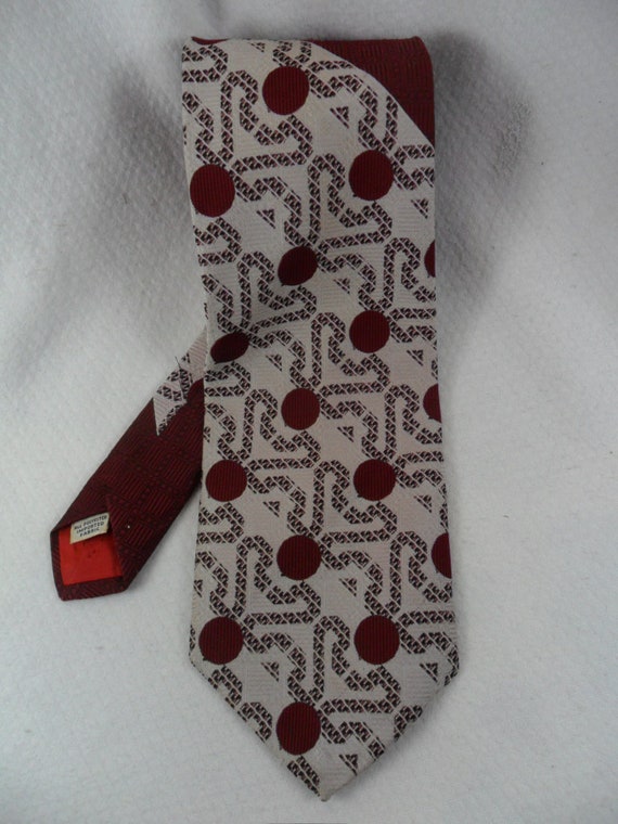 Vintage Bonds Polka Dot Tie EXTRA WIDE USA Polyester Red and
