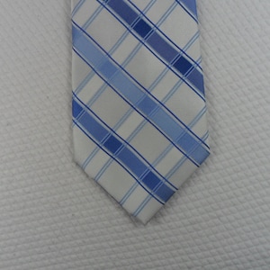 Vintage Crofts & Barrows Silk Tie: Blue White Diagonal Stripe Necktie