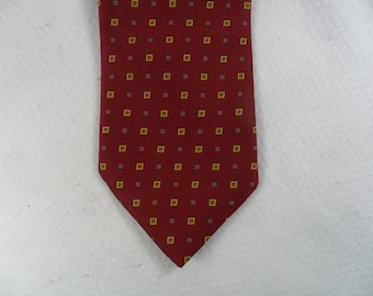 Vintage Pura Seta Tie Pure Silk Woven in Italy Red and Gold Classic Geometric Square  Necktie 54 x 4 Vintage Tie Shop T1170