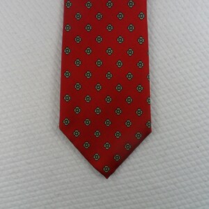 Vintage Paris Tie Pure Silk Red Geometric Mini Square Necktie Neck wear 56 x 3 Vintage Tie Shop T994