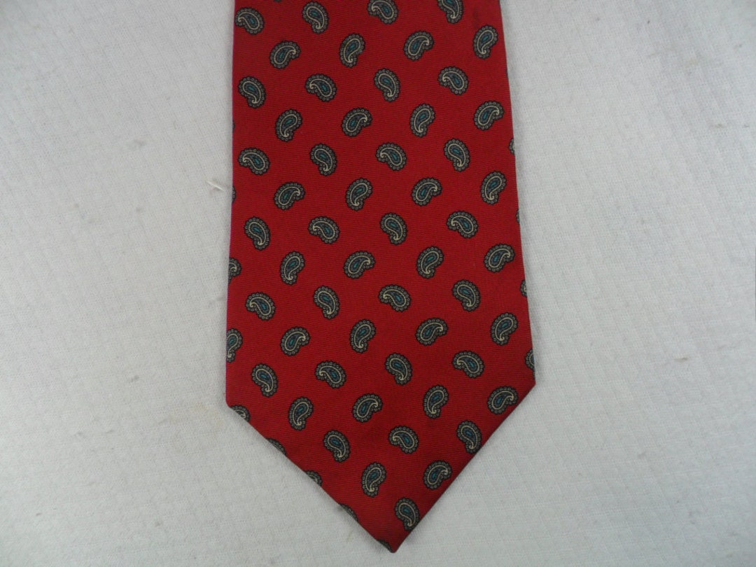 Vintage Buckingham Tie USA Italian Silk Red Mini Paisley Geometric ...