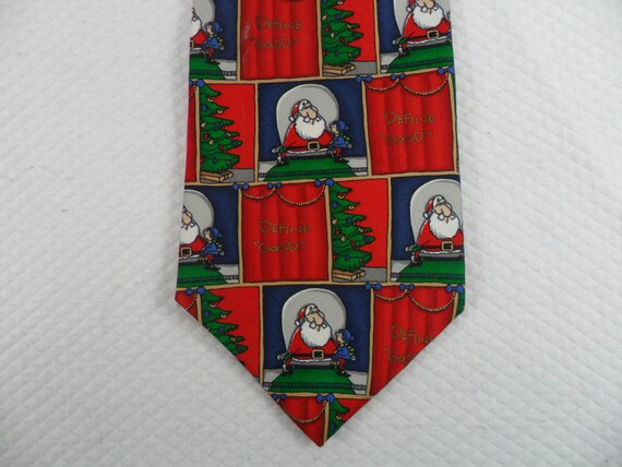 Vintage Shoebox Christmas Tie USA  Pure Silk   Sa… - image 1