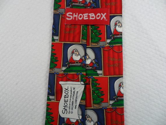 Vintage Shoebox Christmas Tie USA  Pure Silk   Sa… - image 4