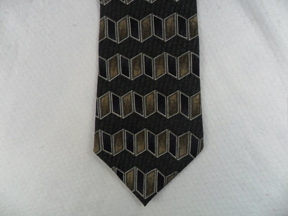 Vintage Albert Nipon Tie USA Pure Silk Gray and B… - image 1