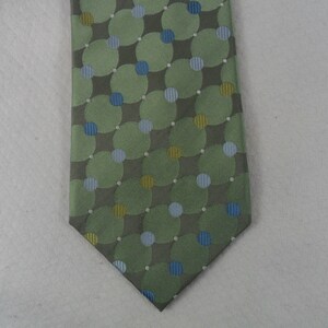 Vintage Van Heusen Tie USA Green and Blue Silk Dot Geometric pattern  Neck wear 56 x 3.75 Vintage Tie Shop T1145