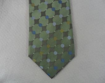 Vintage Van Heusen Tie USA Green and Blue Silk Dot Geometric pattern  Neck wear 56 x 3.75 Vintage Tie Shop T1145