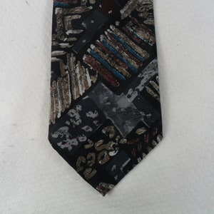 Vintage Allyn Saint George Tie American Couture USA Polyester Brown and Black Abstract  Necktie 56 x 3.75 Vintage Tie Shop T1331