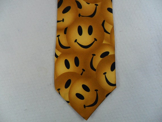 vintage smiley smile face tie mens tie