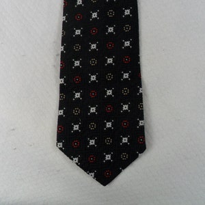 Vintage Par Excellence Tie Early 70&#39;s  Black Red and White  Geometric  Necktie 54 x 3.25 Vintage Tie Shop T1350
