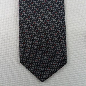 Vintage Atkinsons Tie Made in Britain Silk Black and Red Geometric Gold Dots Necktie 56 x 3.5 Vintage Tie Shop T56