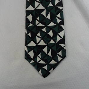 Vintage Franco Baretta Tie USA Pure Silk Black and Green Geometric Tie  Necktie Neck wear 56 x 3.75 Vintage Tie Shop T629