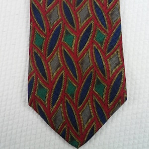 Vintage Bill Blass Tie Costa Rica Pure Silk Blue and Red Geometric Tie  Necktie Neck wear 56 x 3.75 Vintage Tie Shop T96