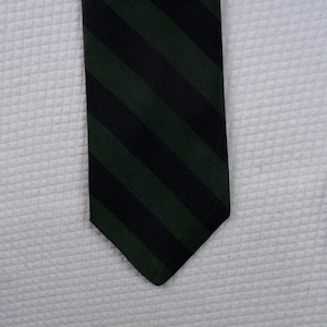 Vintage Bert Pulitzer Tie USA Pure silk Hand Printed in England Green and Navy Blue Stripe Necktie 58 x 3.5 Vintage Tie Shop T1109