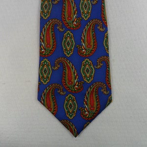Vintage Athime Mouley Tie Made in France  100% Pure Silk Blue Red and Gold Geometric Necktie 56 x 3.75 Vintage Tie Shop T836