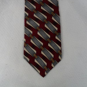 Vintage Daniel Hechter Tie Pure Silk Red Gray White and Gold Geometric  Necktie 56 x 3.75 Vintage Tie Shop T1319