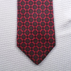 Vintage Red Tie Silk, Strathmore GeometricCircle Necktie Gift for him, Mans Gift, Birthday Gift Man, 56 x 3.5 Vintage Tie Shop T419