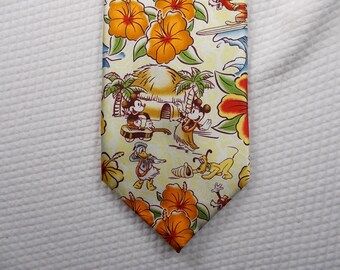 Offizielle XL-Micky-Maus-Krawatte, Vintage-Disney Parks, geometrische Mickey-Blumenblume, Disney-Geschenk für Ihn, 60 x 3,5 USA Vintage Tie Shop T1359