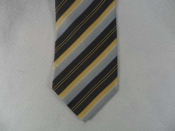 Vintage Foggia Tie Pure Silk Gold and Black Diago… - image 1