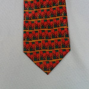 Vintage Yuletied Christmas Tie Geometric Christmas bells Red and Green  Necktie Neck wear  54 x 3.75 Vintage Tie Shop T866