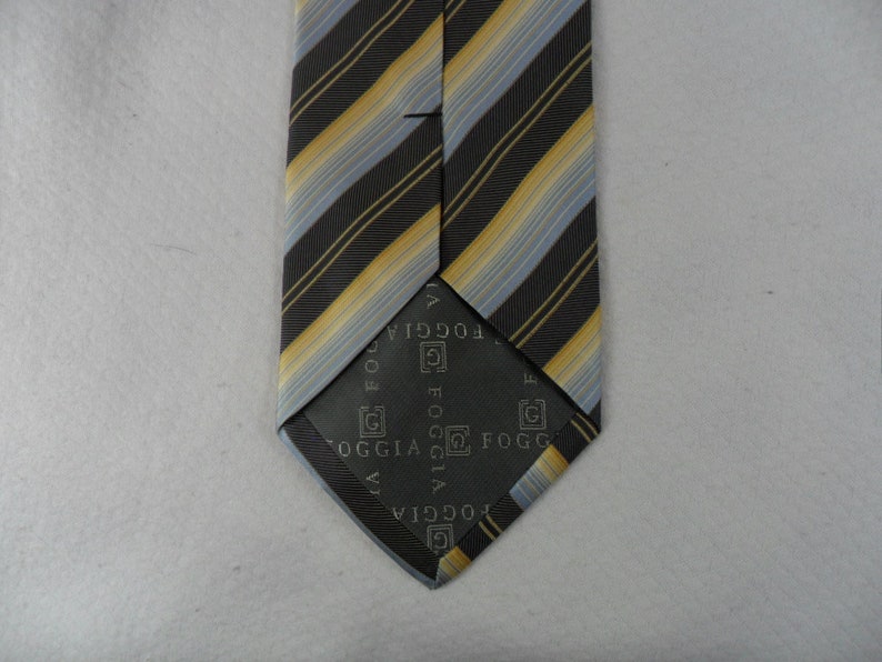 Vintage Foggia Tie Pure Silk Gold and Black Diagonal Stripe - Etsy