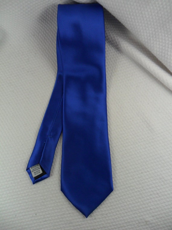 Royal Blue tie Vintage Geoffrey Beene Tie USA Sol… - image 4