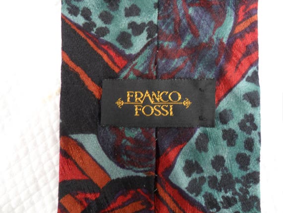 Vintage Franco Fossi Tie USA Italian Silk  Blue a… - image 3