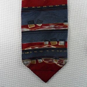 Vintage Chez Roffe Silk Tie: Red & Blue Geometric Necktie