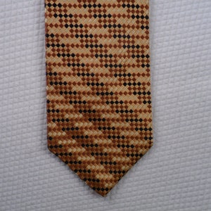 Vintage Jos A Banks Tie Pure Silk Hand Made Gold Bronze and Black Geometric Square weave Necktie 58 x 3.75 Vintage Tie Shop T1812