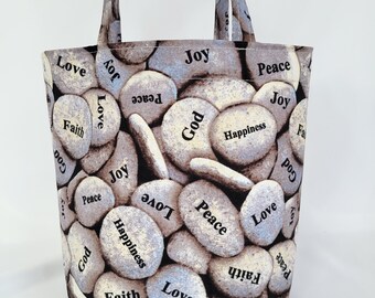 gift bag with handles, religious celebrations, small cotton tote, 7" tall x 9" wide