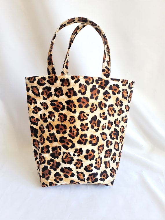 Animal Print Small Cotton Fabric Tote With Handles Special 