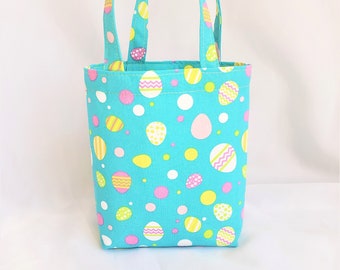 Easter eggs bags, small cotton fabric tote with handles, treat bags, egg collection bag for children, party favors, supplies