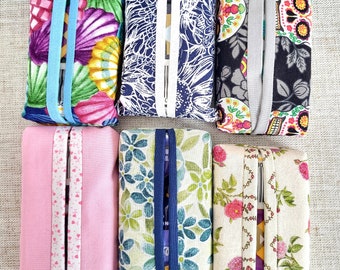 travel tissue holders, tissue covers, soft cotton fabric, tissues included, purse tissue pack