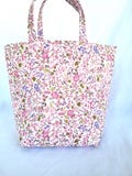 Handmade Pink Floral Cotton Tote Bag: Reusable Gift Bag