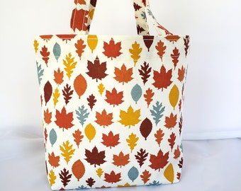 fall leaves fabric bag, gift tote, small purse, gift wrapping, project tote, hostess bag