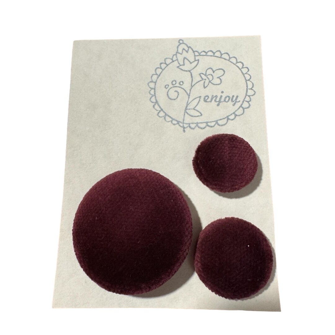 Handmade Buttons Velveteen Cloth Covered Deep Ruby Buttons With Shank ...
