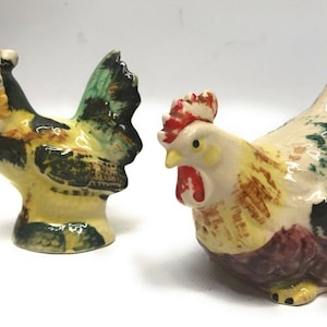Chicken and Rooster Salt And Pepper Shaker Set Vintage Made in Japan