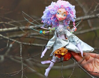 Spring Woodland Fairy Art doll by Chydiki Polymer Clay Sculpture Posable Fairy doll Handmade OOAK Fairy Figurine