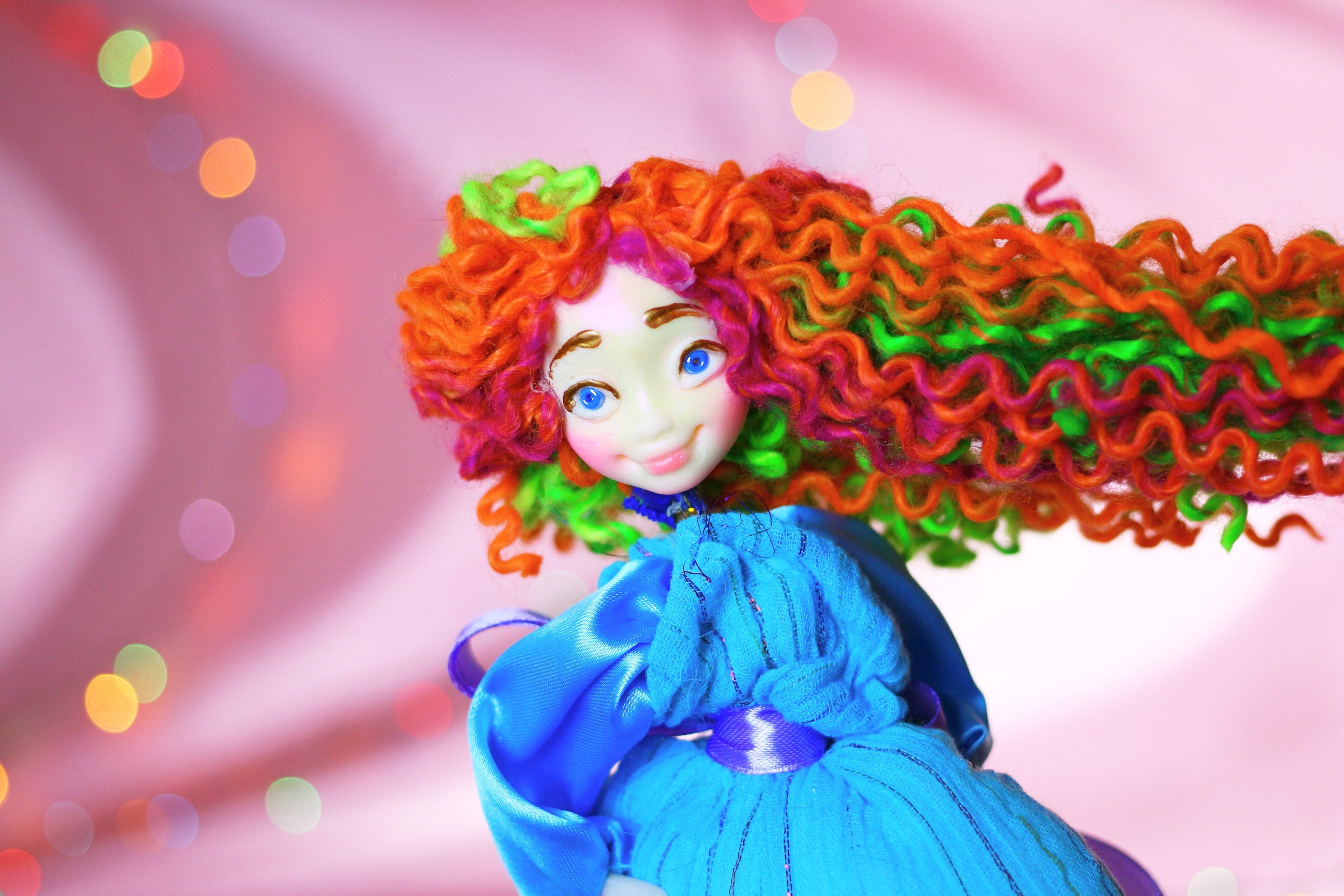 Montessori doll Colorful Rainbow Doll OOAK fairy doll kids toy Etsy