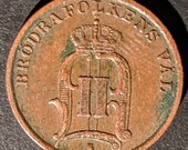 1899 Nicer Grade Vintage Sweden 1 One Ore World Coin Old Piece 1.00 Shipping